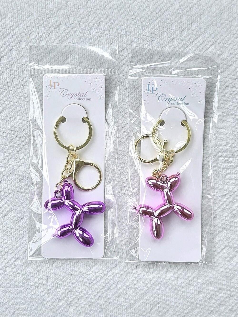 Balloon Dog Metallic Keychain/Bag Charms - Set Of 2